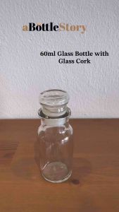 60ml Glass Bottle with Glass Cork / Oil / Terrarium / Herbs Storage Jar