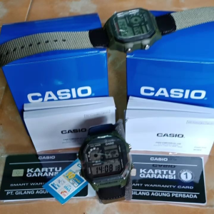 Balikadenshop Jam Tangan Pria  Casio AE1200WHB Digital Tali Kanvas Bonus Baterai Cadangan