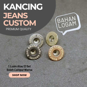 Kancing Jeans Custom Brand 17mm Isi 12 Set Model Donat