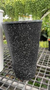 กระถางพลาสติก 2 ชั้น ลายหินอ่อน สีขาว สีดำ ขนาด 10 นิ้ว และ 12 นิ้ว