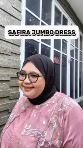 Gamis Muslimah Safira Jumbo Maxy Dress Pesta Bahan Sabrina Silk Kombi Brukat Tile LD120 130 140