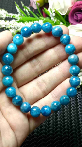 High Grade Blue Apatite Gemstone Crystal Bracelet 8mm+ 高货纯天然猫眼蓝磷灰水晶手串 8mm+