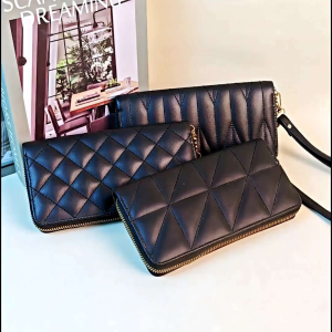 Dompet Panjang Wanita Zipper Style Hitam Motif Clutch D83