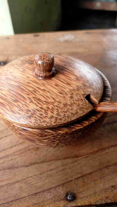 Mangkok sambal kayu - mangkok alami - perlengkapan dapur aesthetic - 1 set lengkap mangkok sambal