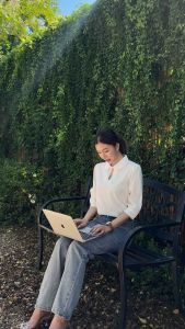 เสื้อคอบัว ปกซ้อนเเขนสามส่วน เสื้อทำงาน ผู้หญิง งานป้าย ใส่สบาย