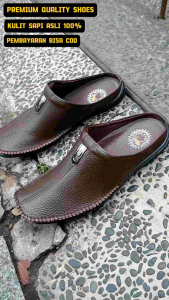 SEPATU SANDAL KASUAL SEPATU BUSTONG PRIA KULIT SAPI 100% KODE 260 COKLAT (PRODUKSI SENDIRI)