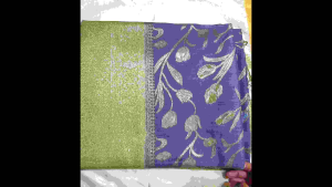 Royal elegance Fancy Silk Saree with Blouse - Purple and Green - Floral Design - Elegant Draped - Traditional Wear