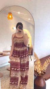 เสื้อสายเดี่ยวลายช้าง แบบมัดผูก ปรับสายได้ สินค้างานไทย 100% ไม่มีช้างกลับหัว