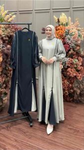 SPASSY | Ariena Dress Arabian Silk Mayung Line A / Dress Pesta Lebaran Wanita Jumbo LD 120 cm muat hingga BB 80 kg