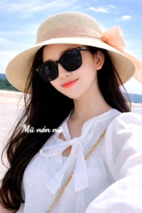 Nón đi biển mũ cói rộng vành che nắng chống tia UV thời trang Hàn Quốc cho nữ