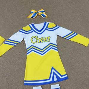 STOCK Cheerleader Costume Cheerleading Outfit Pom-poms Costume Sport Day Cheers Costume Cheerleaders