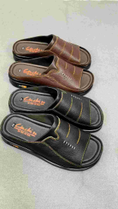 Dép nam da bò mềm mại . Dép da nam quai ngang trυng niên đế cao 35cm bền đẹp sang trọng lịch lãm VD