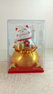 แมวกวักถุงทองพลังโซล่าเซลล์ขนาดสูง5นิ้ว