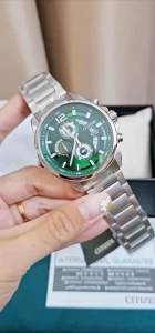 ĐỒNG HỒ NAM CHÍNH HÃNG Citizen AN3690-56X Quartz Green Dial Silver Stainless Steel For Men