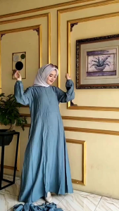 GAMIS OUTER POLOLINEN KANCING / GAMIS OUTER BAHAN POLOLINEN / GAMIS OUTER KANCING UMPAK DUA