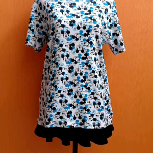 atasan kaos pria wanita putih motif mickey SOO JOO blouse L cewek cowok lengan pendek