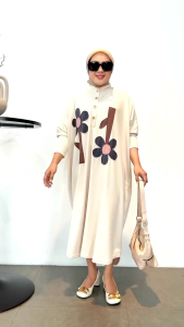 Dress Wanita Big Size Knit Batwing Kancing Terbaru Polos Bunga Oversize Jumbo Xxxl
