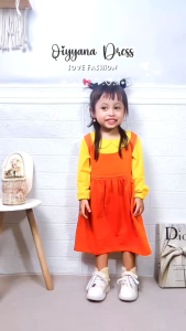Qiyyana dress Oren panjang/ baju anak lengan panjang