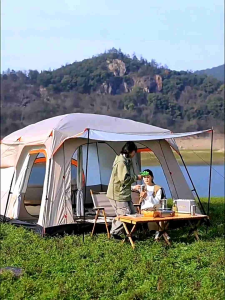 เต็นท์ตั้งแคมป์กลางแจ้งกันฝนขนาดใหญ่ 2ห้องนอน1ห้องโถง นอนได้มากที่สุดถึง 10คน ไซส์ S M L หลายสี