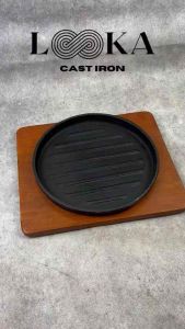 Looka Cast Iron Hot Plate / Piring Steak Bulat Garis Diameter 25 cm