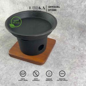 Looka Castiron Hot Plate / Piring Steak Bulat Diameter 20 cm + Tungku