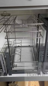 2-Tier Pull Out Basket With Dish Rack Kitchen Cabinet