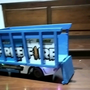 Miniatur Truk Oleng Kayu Panjang 55 cm Lampu & Terpal