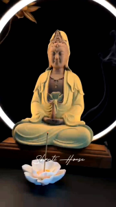 Tượng Quán Thế Âm Bồ Tát Tịnh Bình Cao 205cm Gốm Tử Sa Cao Cấp (được tặng hoa sen gốm cắm nhang)