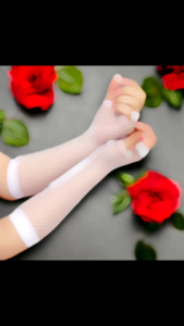 Sarung Tangan Wanita Jaring Jala Panjang Warna Putih