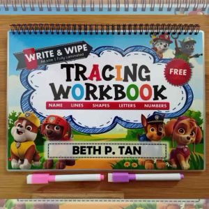 Laminated Tracing Workbook for Kids Ages 3-5 | Personalized | 17 Pages A4 size Write and Wipe