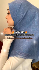 Schals Premium Knitted Hijab Square Tudung Bawal Glitter - Black Sparkling Shawl for All Face Types - Breathable & Durable Material - Iron-Free Design - Limited Edition