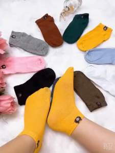 Set 10 đôi tất gấu vớ nữ cổ ngắn chất cotton hình gấu brown kèm túi gấu