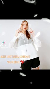 Hodie Sport Jaring Jaket Olahraga Wanita Kombinasi Katun Jala