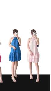 PLUS SIZE DRESS Casual Dress High Tapered Neckline Layered Casual Pleated Flowy Dress