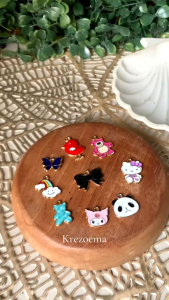 Charm liontin enamel gantungan kalung gelang berbagai macam variasi dan warna 12pcs