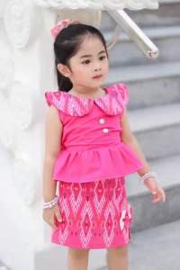 ชุดไทยลูกสาว ใส่ไปวัดทำบุญ ❤️เซ็ต2ชิ้น เสื้อ+กระโปรงน่ารักสุดๆ