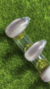 เล็บปลอมสีเจลงานสีชมพูอมม่วงลูกแก้วสวยสวยทรงแหลม