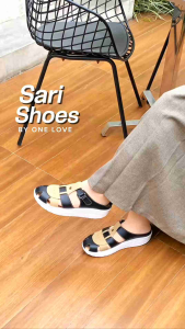 Sepatu wanita wedges terbaru ONE LOVE seri SARI model bustong brongsong dengan bahan kulit sintetis yang lembut dan lentur memakai sol karet TPR yang ringan dan empuk