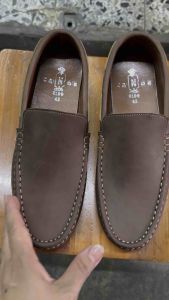 0199 รองเท้าผู้ชาย - สวมหนังแท้ 100% นุ่มสบาย เย็บพื้น คู่ไม่ลื่น