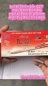 Tách Lẻ 10 bút/Hộp 20 bút bi Thiên Lộc 027 mực Xanh/Đen/Đỏ ngòi 0.5mm đầu bi Thụy Sĩ mực Tây Đức