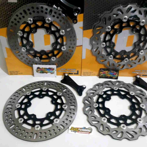 PIRINGAN CAKRAM DEPAN VARIASI BY MOZ MODEL KTC (BULAT) & MODEL PSM (KEMBANG) BLACK EDITION DISC BRAKE 260MM + BREKET & BAUT 2PCS KHUSUS MATIC VARIO LUBANG BAUT CAKRAM 5 PNP MATIC HONDA VARIO 125 NEW/ VARIO 150 NEW