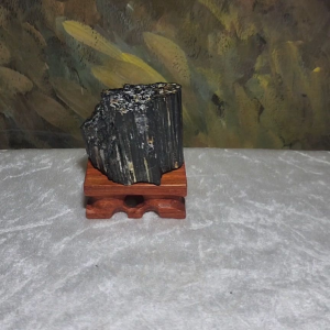 313g Raw Black Tourmaline with silvery Mica co-growth very reflective surface handheld decor display [Natural Crystal]