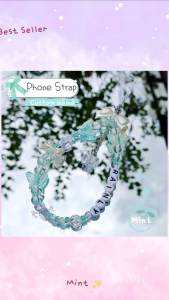 Phone Strap Custom Nama | Phone Strap Lilac Series | Phone Strap Aesthetic | Phone Strap Beads
