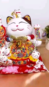 22cm 招财进宝聚宝盆招财猫摆件 ｜22cm Fortune Cat with Treasure Bowl Decor｜招财进宝 ✦ 聚财纳福 ✦ 镇店旺运｜