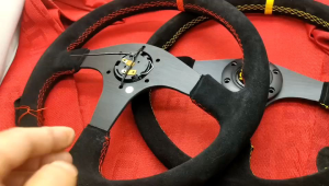 [COPY 1:1 COP] 350MM/14INCH OMP Sport Car Steering Wheel Suede Yellow REd Line