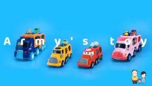 ของเล่น HG รถลำเลียงยานพาหนะ Double-Decker Transport cars รุ่น G0014 (สีเหลือง)