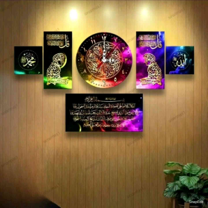 1SET JAM DINDING KALIGRAFI DEKORASI HIASAN DINDING RUANG TAMU KALIGRAFI