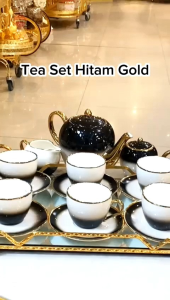 Paket Bundling Teaset Minuman & Baki Kaca Import Dekorasi Rumah Keramik Dapur