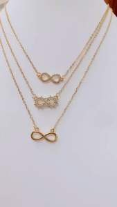 Kalung Rantai Titanium Liontin Ulir Gold CXA27012408