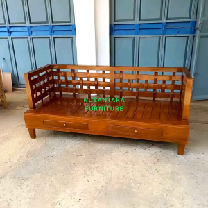 Bangku bale bale minimalis kayu jati mebel jepara kursi teras panjang